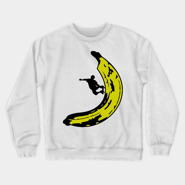 Banana Skater Crewneck Sweatshirt by drewbacca